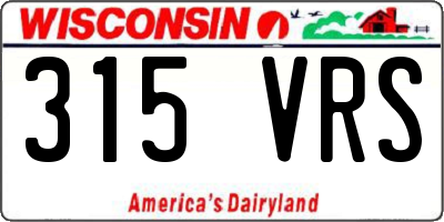 WI license plate 315VRS