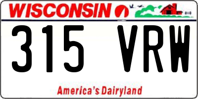 WI license plate 315VRW