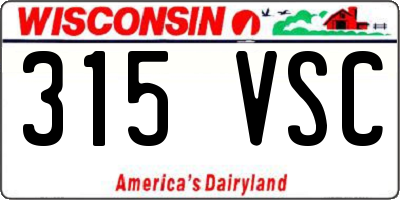 WI license plate 315VSC