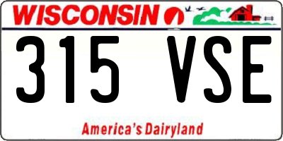 WI license plate 315VSE
