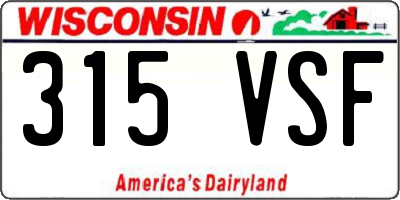 WI license plate 315VSF