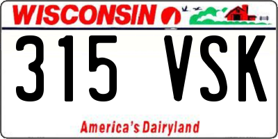 WI license plate 315VSK