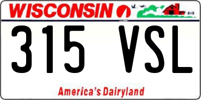 WI license plate 315VSL