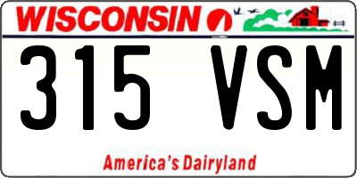 WI license plate 315VSM