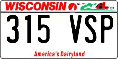 WI license plate 315VSP