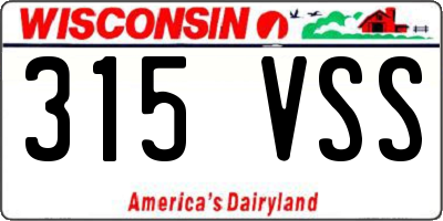 WI license plate 315VSS