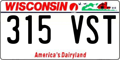 WI license plate 315VST