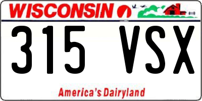 WI license plate 315VSX