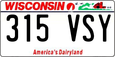 WI license plate 315VSY