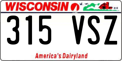 WI license plate 315VSZ