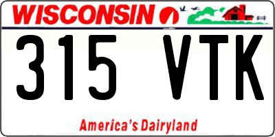WI license plate 315VTK
