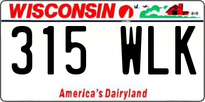 WI license plate 315WLK