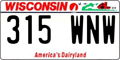 WI license plate 315WNW