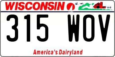 WI license plate 315WOV