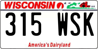 WI license plate 315WSK