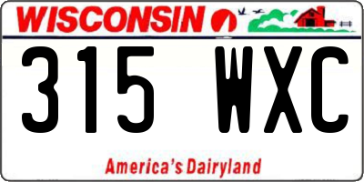 WI license plate 315WXC