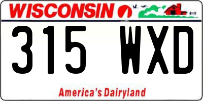 WI license plate 315WXD