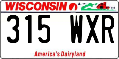 WI license plate 315WXR