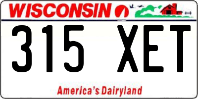 WI license plate 315XET