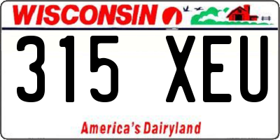 WI license plate 315XEU