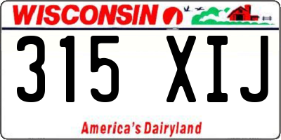 WI license plate 315XIJ