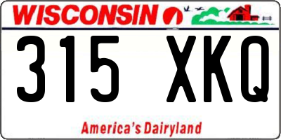 WI license plate 315XKQ