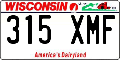 WI license plate 315XMF