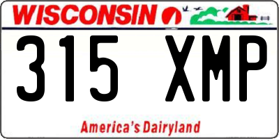 WI license plate 315XMP