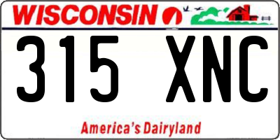 WI license plate 315XNC