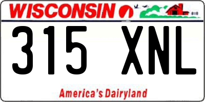 WI license plate 315XNL