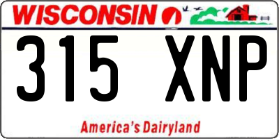 WI license plate 315XNP