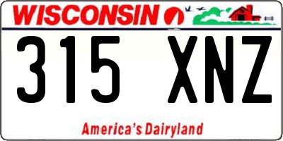 WI license plate 315XNZ