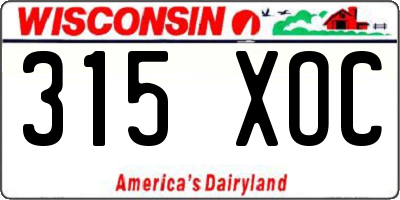 WI license plate 315XOC