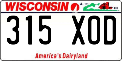 WI license plate 315XOD