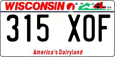 WI license plate 315XOF