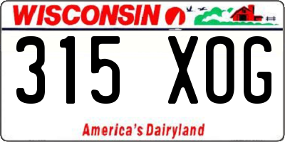 WI license plate 315XOG