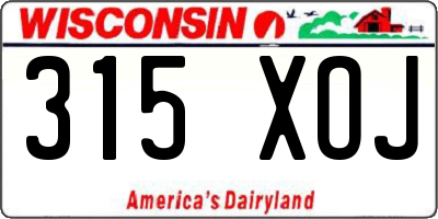 WI license plate 315XOJ