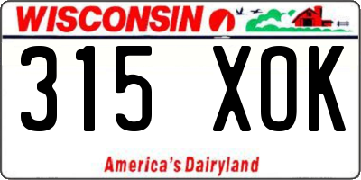 WI license plate 315XOK