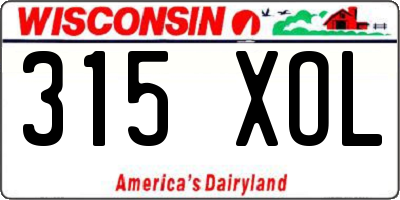 WI license plate 315XOL