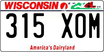 WI license plate 315XOM