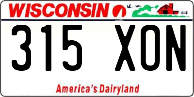 WI license plate 315XON