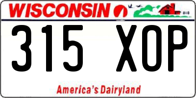 WI license plate 315XOP