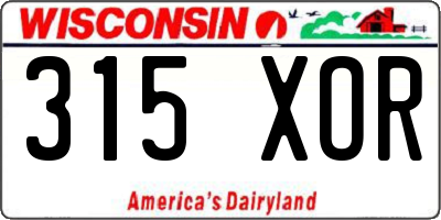 WI license plate 315XOR