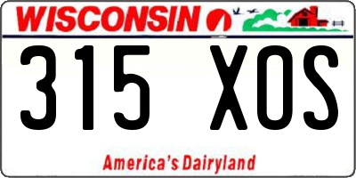 WI license plate 315XOS