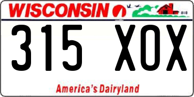 WI license plate 315XOX