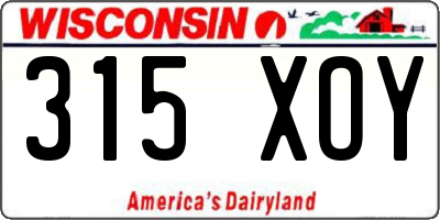 WI license plate 315XOY