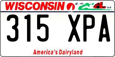 WI license plate 315XPA