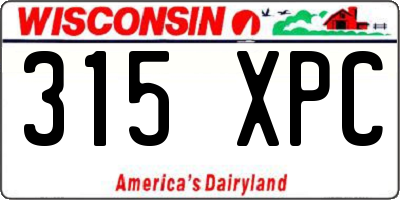 WI license plate 315XPC