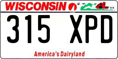 WI license plate 315XPD