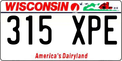 WI license plate 315XPE